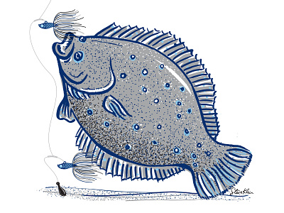 Flounder branding illustration vector