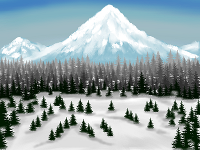 Morning bliss graphic design mountains procreate scenery sketch snow winter