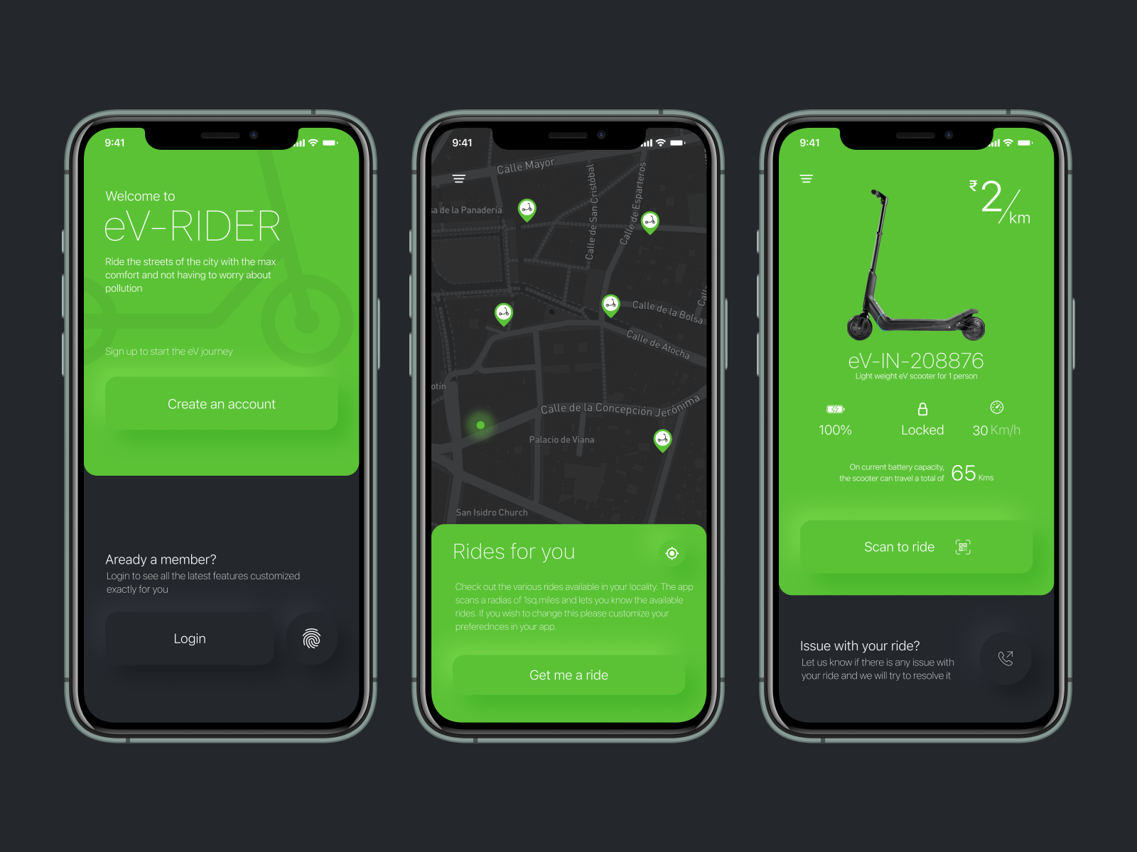 eVRider An eMobility based app for electric scooters Figma by