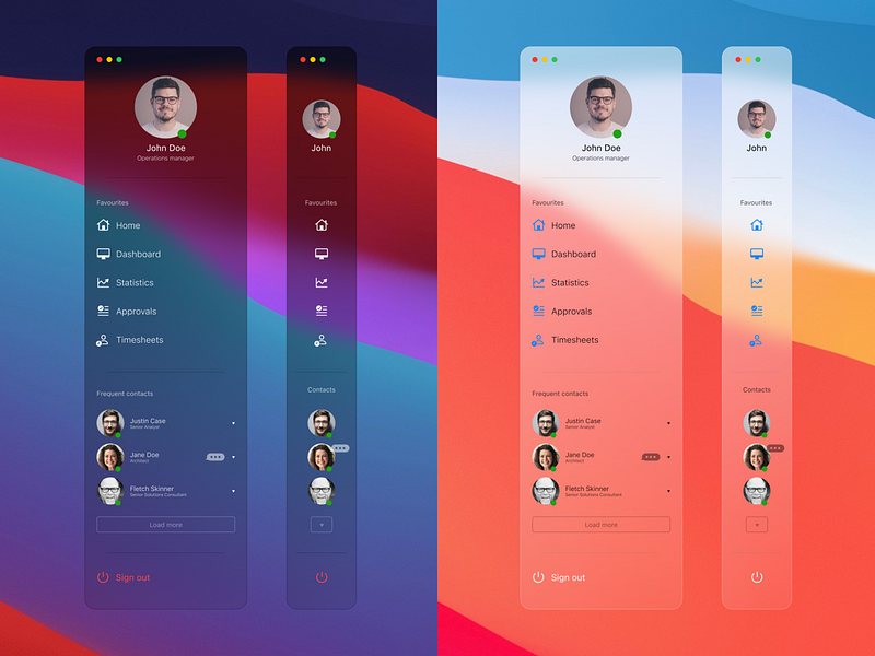 Glassmorphism - Mac sidebar navigation - Light & Dark mode by Praveen ...