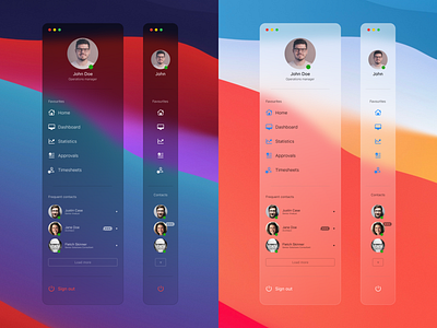 Glassmorphism - Mac sidebar navigation - Light & Dark mode apple branding concept darkmode design figma glassmorphism graphic design lightmode navigation sidebar ui ux