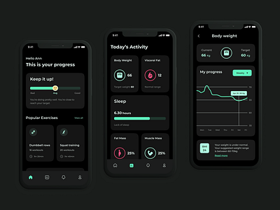 Fitness Tracker App app body tracker design excercise fitness app fitness mobile app fitnesstrackerapp fitnessui gym health tracker app healthapp illustration logo minimal mobile app mobileapp tracker ui ux workoutapp