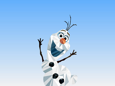 Cheerful and cute Olaf in poly style animation design graphic design illustration vector