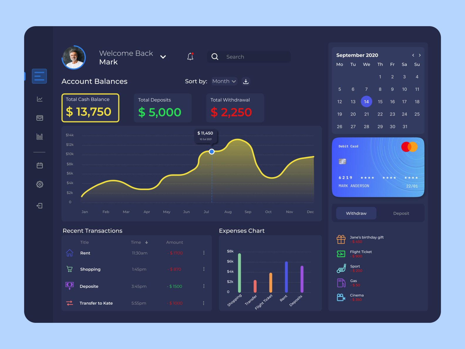 Financial Management Dashboard by Mubarak Abubakar on Dribbble