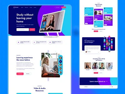 Online School (Home page) blue branding colorful design courses design e learning education online school product design school study teachers trainings ui ui design web design