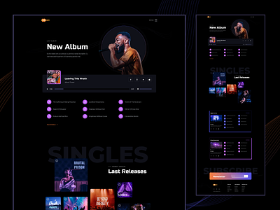 Moon- Discography Page artist dark dark design design music music band music player song songer ui ux web web design website