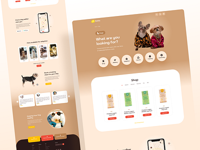 Petits - Category Page (Dogs) brown category page cats dogs figma pet pet adoption pet care pet lover petshop playful sketch ui design ux design veterinary