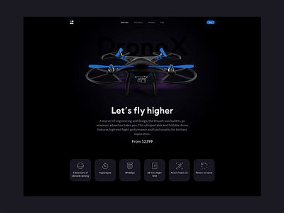 DroneX - Landing Page dark design ecommerce innovation landing page product page productdesign shop page tech ui design uiuxdesign