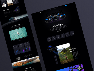 DroneX - Product Page dark design drone drones ecommerce figma inovation landingpage shopify shoping shoping page sketch tech ui design web website