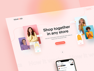 Squadded - Landing Page V2 app presentation commerce platform community design ecommerce group shopping landing page shopping social social commerce social platform ui design ux design web web design website