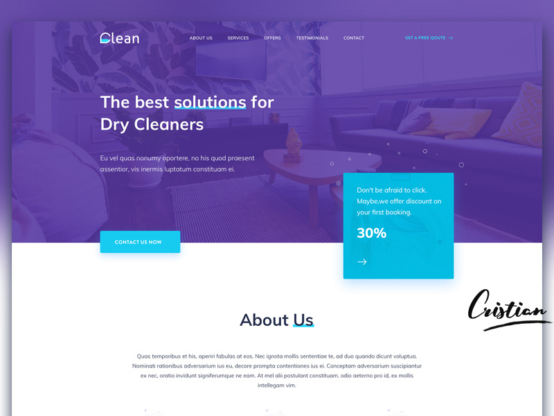 Website design for Dry Cleaning company by Cristian99sx on Dribbble