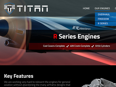 Titan Engine Subpage Concept design ui