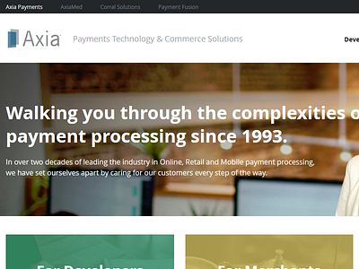 Axia Payments Homepage homepage ui design