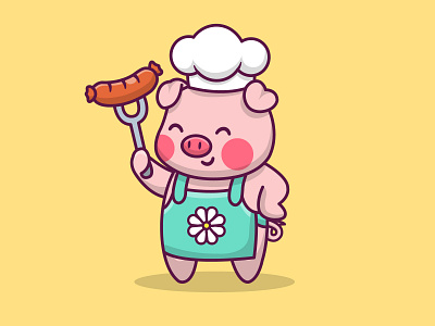 Piggy Cook animal character chef cook cooking graphic design pig piggy