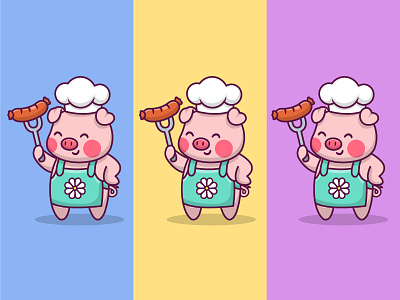 Piggy Cook animal character chef cook cooking graphic design illustration pig