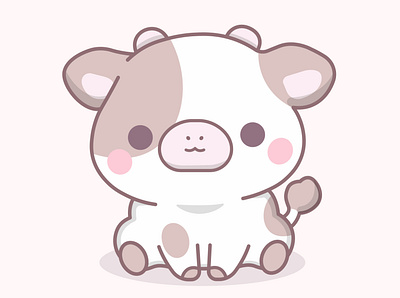 Cute baby cow vector illustration animal baby character chibi cow illustration vector