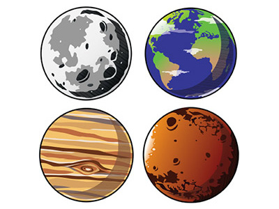 Planet Decals decal digital earth icon illustration jupiter mars moon space thinkgeek universe