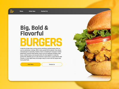 The Burger Shop artist awesome burgers clean design figma food inspiring landing page minimal modern overview page ui up and coming ux website yellow