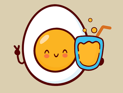 Happy egg cute digital art drawing egg food graphic design happy illustration juice kawai illustration minimal nature yolk