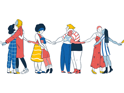 Support your local girl gang holding hands illustration love support women day women in illustration