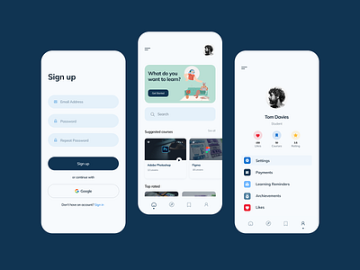 Online learning adobexd app appdesign behance design dribbble figma illustration logo ui uidesigner uiux ux uxdesigner