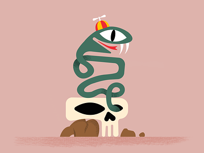 Snake and Skull animal character death desert design illustration propeller hat skull snake texture vector