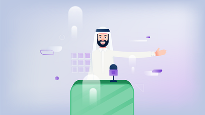 Q survey App - Motion graphics arabic art character design illustration
