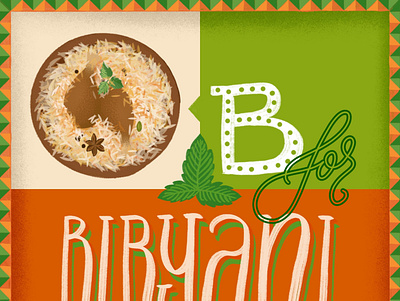 B for Biryani branding design doodles food illustration indian typography vector