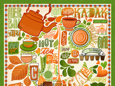 Chai Collage design doodles food illustration indian typography vector