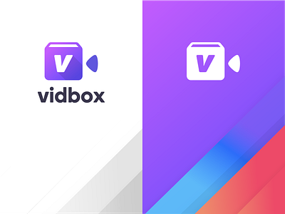 Vidbox Concept blue box branding camera clean dark design flat gradient icon icons illustration logo simple swiss typography ui ux video video app