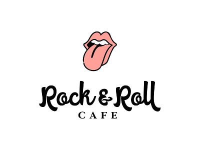 Rock & Roll Cafe branding cafe design icon illustration lettering line art lips logo modern mouth red rock and roll stacked typography vector