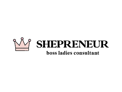Shepreneur boss lasy branding consultant crown design entrepreneur extended female icon illustration lettering logo modern typography vector