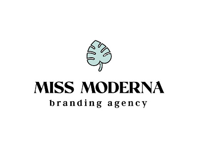 Miss Moderna agency branding design icon illustration lettering line art logo modern monstera stacked tropical typography vector