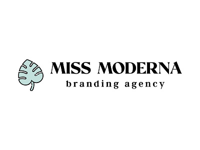 Miss Moderna agency branding design extended icon illustration lettering line art logo modern monstera tropical typography vector