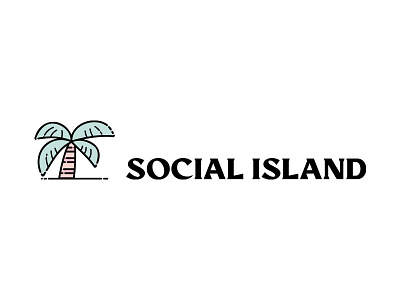 Social Island branding design extended icon illustration island lettering line art logo modern palm palmtree social typography vector