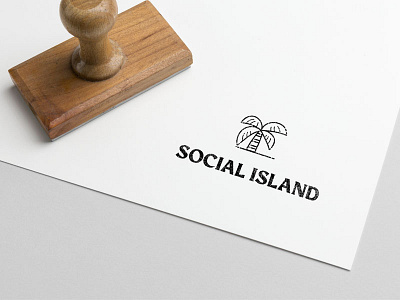 Social Island branding design icon illustration island lettering line art logo modern palm palmtree social stamp tree tropical typography vector