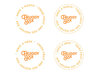 Fruggy Box - Stamp Logos badge bio brand branding design food happy healthy identity lettering logo logotype minimal moderm orange organic positive stamp sticker typography