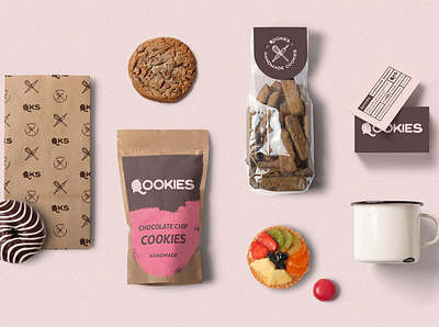 Qookies Branding bakery branding color palette design lettering logo modern packaging typography