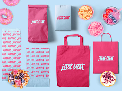 Just Lust Branding bakery brand identity branding design food lettering logo modern patisserie sweet typography vector
