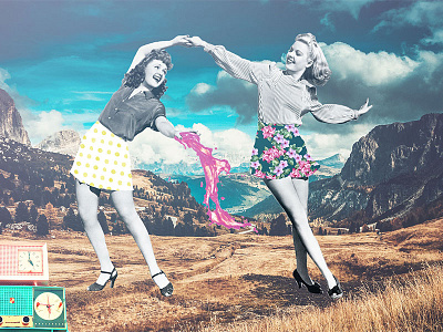 Retrodance 50s digital collage photomanipulation photoshop retro scene