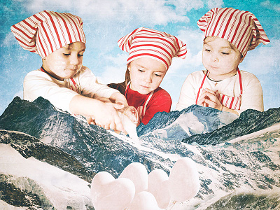 Playing With The Snow children collage digital kids landscape mountains photomanipulation play pop surrealism snow surreal scene surrealism