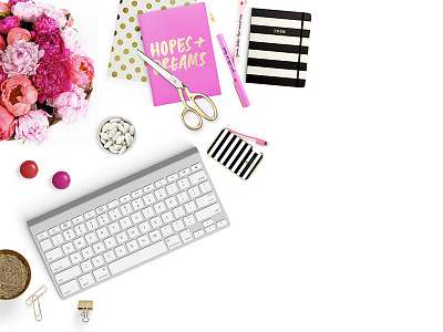 Boss Lady Got Cool Workstation - Styled Stock Photography blog image blog photography brand photography feminine flat lay flatlay peony pink product photography styled desktop styled image styled photography styled stock photo