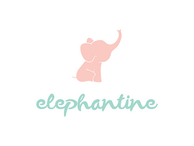 Elephantine boutique branding calligraphy character children clothes elephant kids lettering logo mascotte script