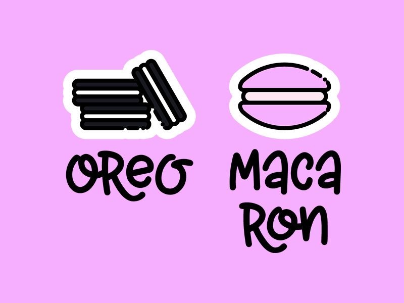 Oreo Macaron drawing hand-drawn lettering macaron oreo pink line art line icon illustration patch sticker icon