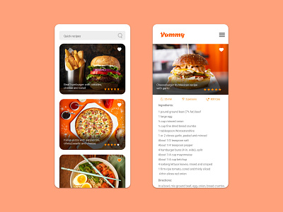 Mobile Yummy Recipes design ui ux website
