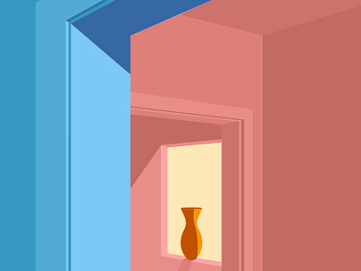 Across the room — color flower vase illustration minimal vector