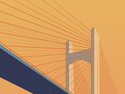 Union — bridge color editorial illustration minimal vector