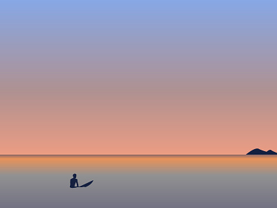The calm — color illustration minimal ocean vector