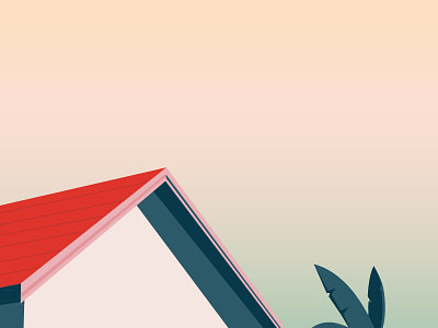 Sunrise — color house illustration minimal palm vector