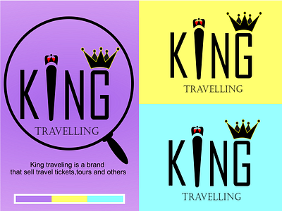 King Travelling branding flat logo simple logo traveling brand traveling logo